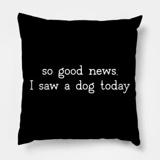 So good news, I saw a dog today Pillow