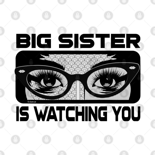 Big Sister is Watching You Comic Art Orwellian (vers 2) by SunGraphicsLab