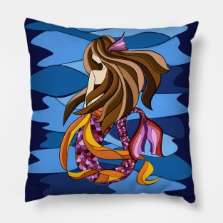 Stained Glass Mermaid Pillow