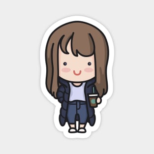 Cute Korean Hip Girl Cartoon Magnet