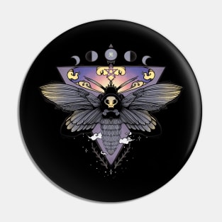 Death Head Moth Gothic Triangle Moon Phase Art Pin