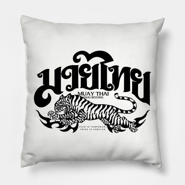 Muay Thai Tattoo Tiger Pillow by KewaleeTee