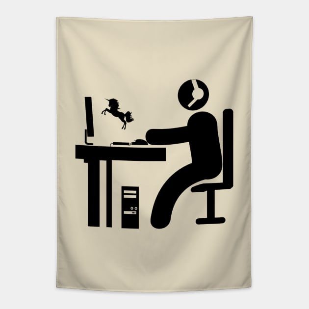 PC Gamer with Unicorn Avatar Black Edition Tapestry by DoNot!DisturbApparel