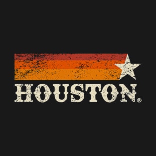 Retro Houston Texas Vintage Weathered Stripes T-Shirt