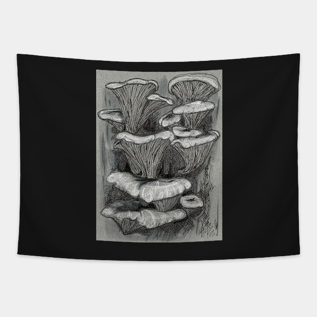 mushrooms gray Tapestry by lovefromsirius