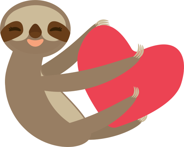 Cute sloth with red heart Kids T-Shirt by EkaterinaP