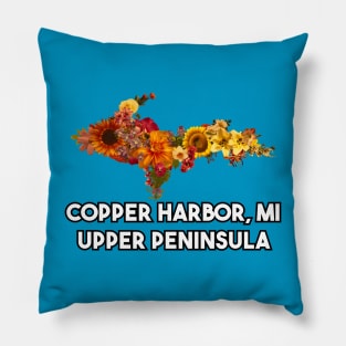Floral Copper Harbor UP Logo Pillow