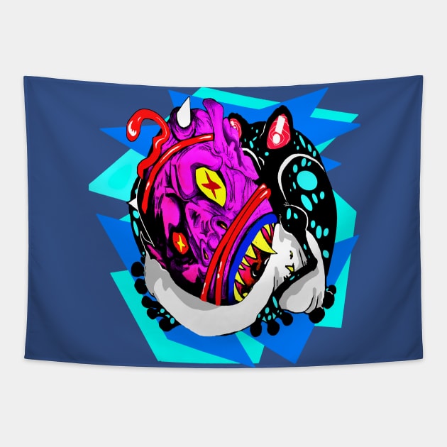 Demon Food Blue Tapestry by Brandon Beyond