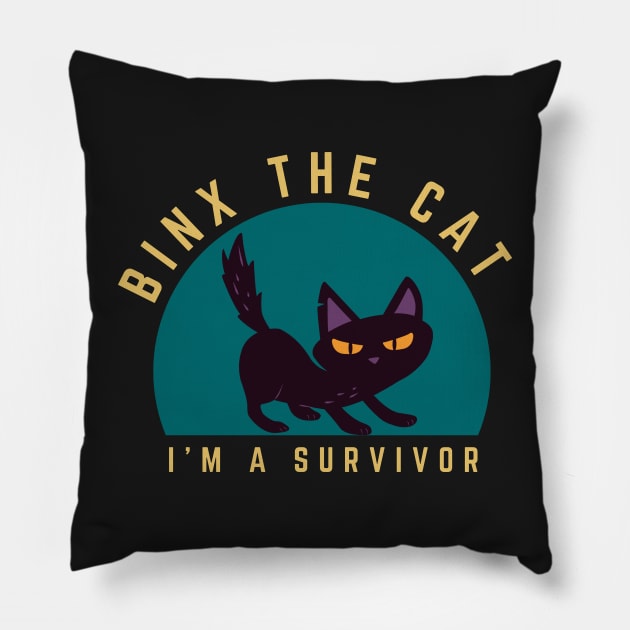 Binx The Cat I'm A Survivor Pillow by CityNoir