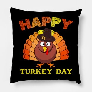 Happy Turkey Day Cute Little Pilgrim Gift Thanksgiving Pillow