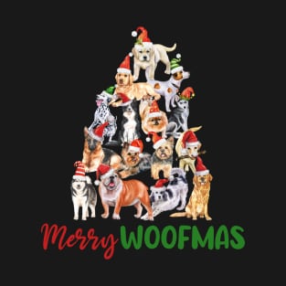 Merry Woofmas Cute Santa Dog Christmas tree Dog Lover Christmas Gift T-Shirt