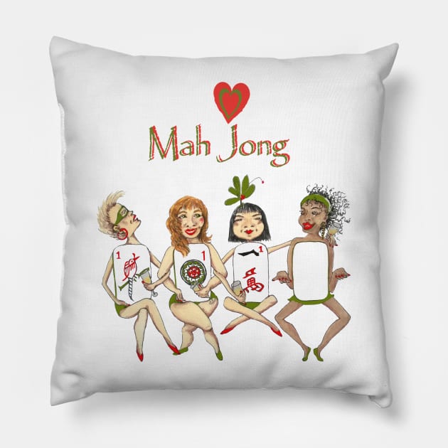 Mah Jong Cheeky ladies Pillow by Annie18c