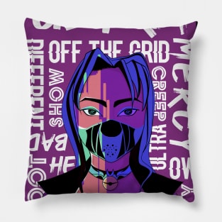 ULTRA OFF THE GRID COOL ILLUSTRATION BAD MASKED GIRL Pillow