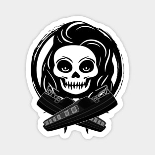 Roving Trader Skull and Narrowboat Black Logo Magnet