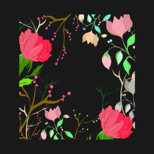 Black floral art T-Shirt