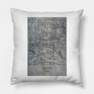 Zagreb, Croatia, city map Pillow