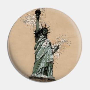 Statue of Liberty New York Vintage Art Style Sketch Pin