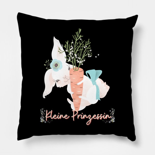 Hase Möhre Kleine Prinzessin Blumen Süß Pillow by Maggini Art