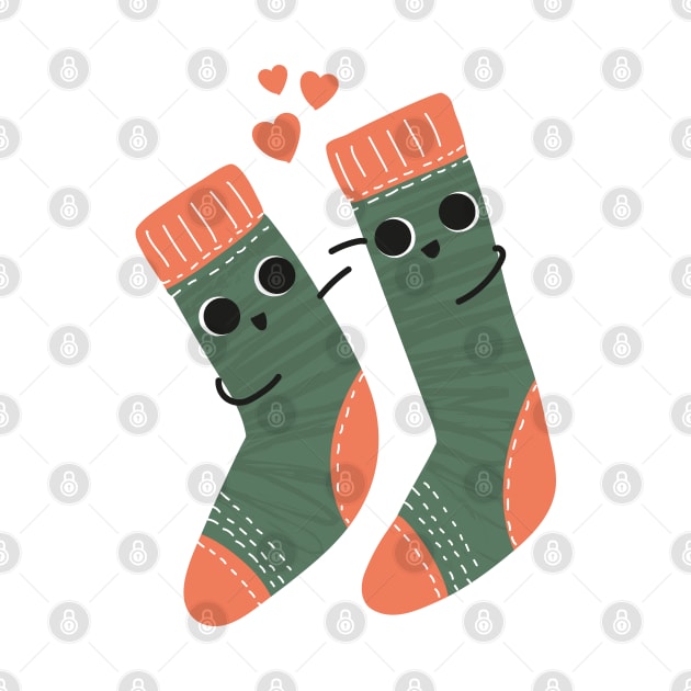 Cute Lovely Christmas Socks in Love by Foresty Illustrations