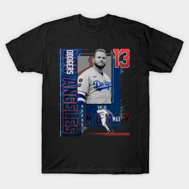 Max Muncy Baseball Paper Poster Dodgers 2 - Max Muncy - T-Shirt