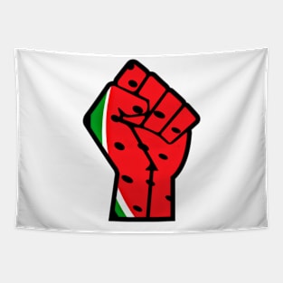 Watermelon Palestine Black Power Fist - Left Sisd - Front Tapestry