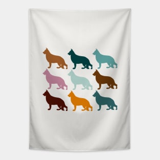 German Shepherd Dogs in Rainbow Colors Tapestry