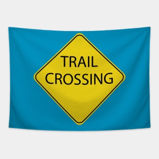 Caution Road Sign Trail Crossing Tapestry