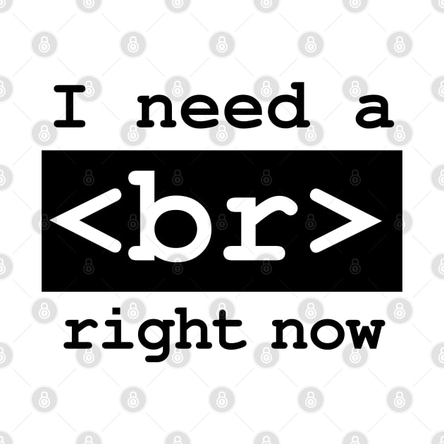 I Need a Break Right Now Computer Geek Software Engineer Nerd Loves Coding Funny Programming Quote by Mochabonk