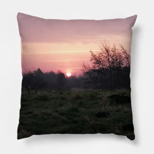 Pink Sunset In The Danish Countryside Pillow