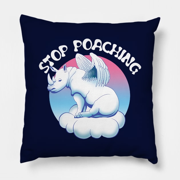 Stop Poaching Rhino Pillow by TMBTM