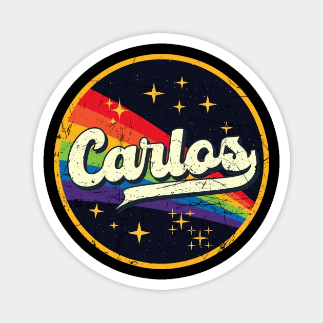 Carlos // Rainbow In Space Vintage Grunge-Style Magnet by LMW Art