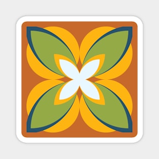 Burnt orange, lime green and lemon yellow modern frangipani Magnet