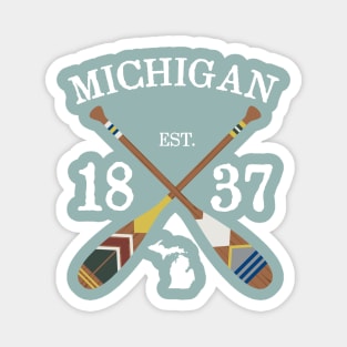 Paddle Michigan, MI Lake Life Painted Oars Magnet