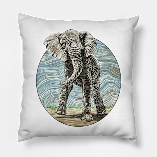 African Elephant Strutting Pillow