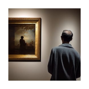 A person in a museum gallery, looking at a painting, of a person, who is looking at, or painting, a painting T-Shirt