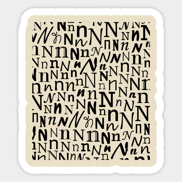 N - Typography (Black) - Letter N - Sticker