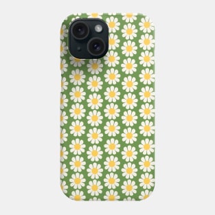 Retro Green Daisy Flower Pattern Phone Case