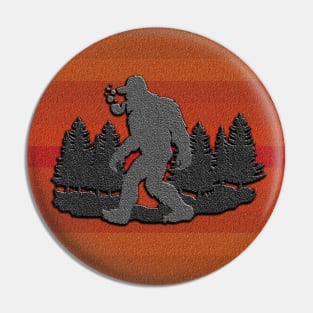 Funny yeti fantasy creature walks in forest Pin