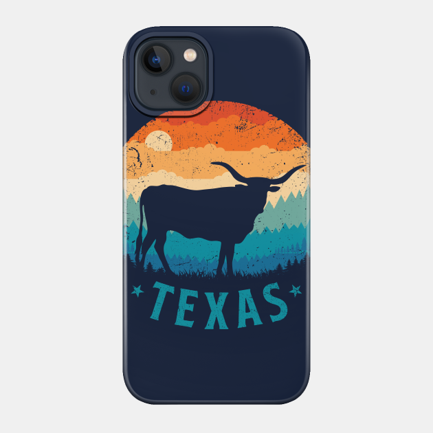 Texas Longhorn Retro Sunset - Texas - Phone Case