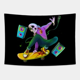 Skull Skater Punk Skateboarding Tapestry