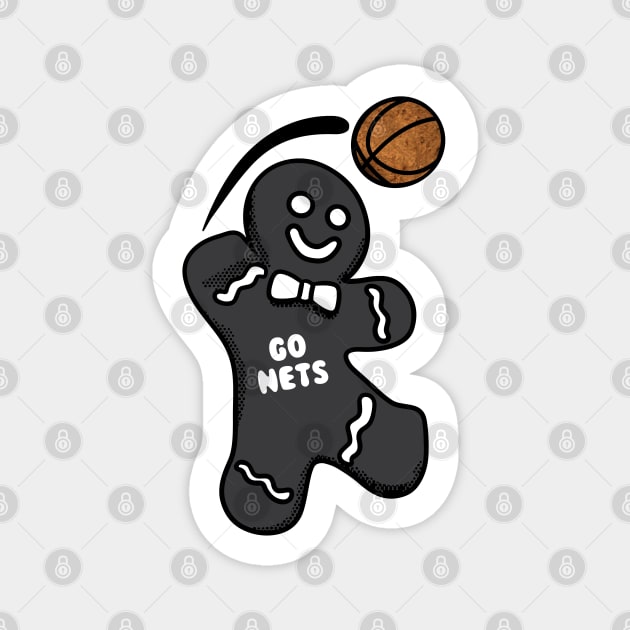 Brooklyn Nets Gingerbread Man Magnet by Rad Love