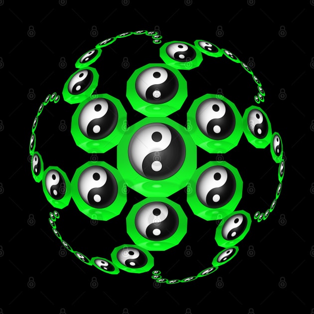 Yin Yang Design - Green Color with a Ball Effect by The Black Panther