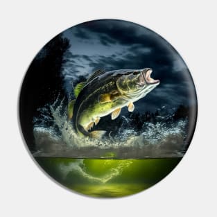 Bass Jumping At Night Pin