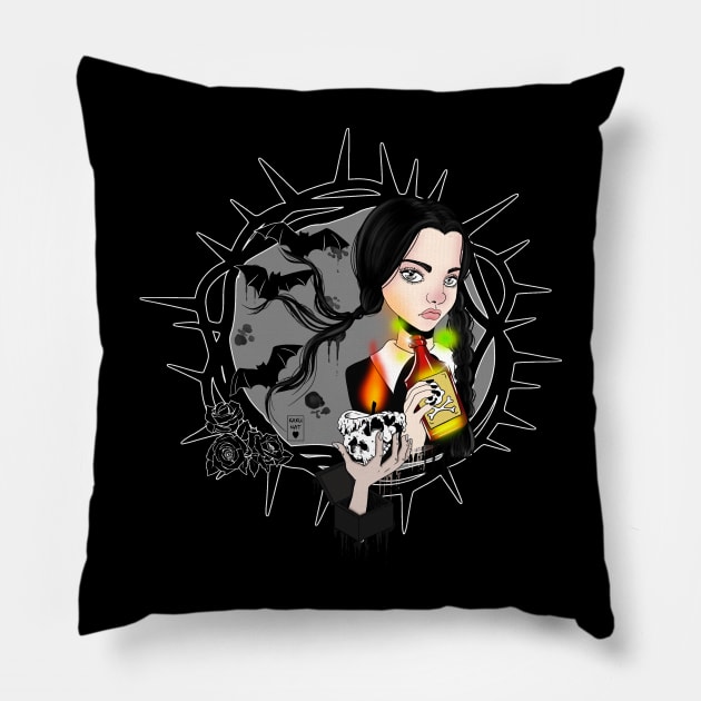 Wendesday Addams Pillow by kakunat