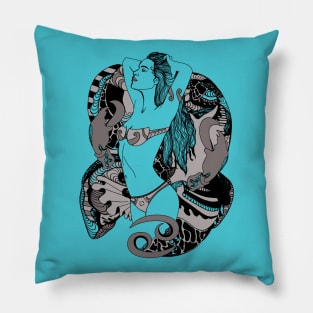 Blue Grey Cancer Beauty Pillow