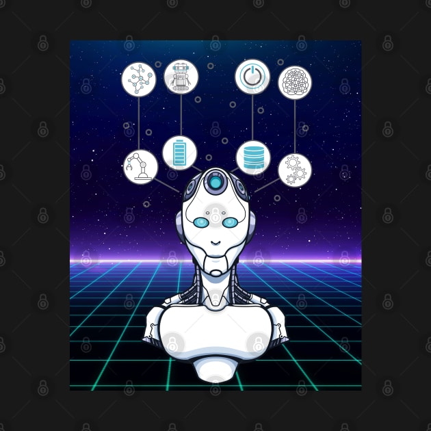 Artificial Intelligence Cyberpunk Robotic Humanoid by Souls.Print