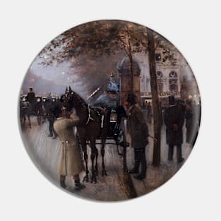 Boulevard des Capucines, in the Evening, in Front of the Cafe Napolitain by Jean Beraud Pin