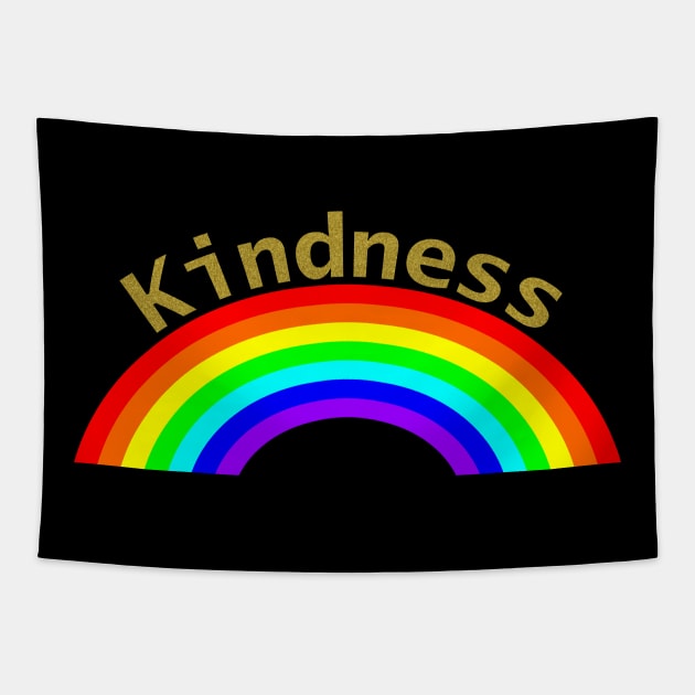 Gold Kindness Rainbow Tapestry by ellenhenryart