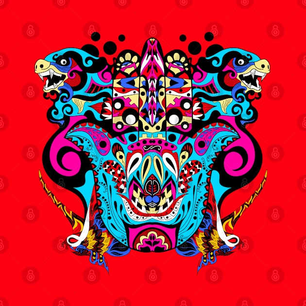 red king of the monsters mandala pattern ecopop by jorge_lebeau