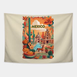 Vintage Travel Mexico Design Tapestry